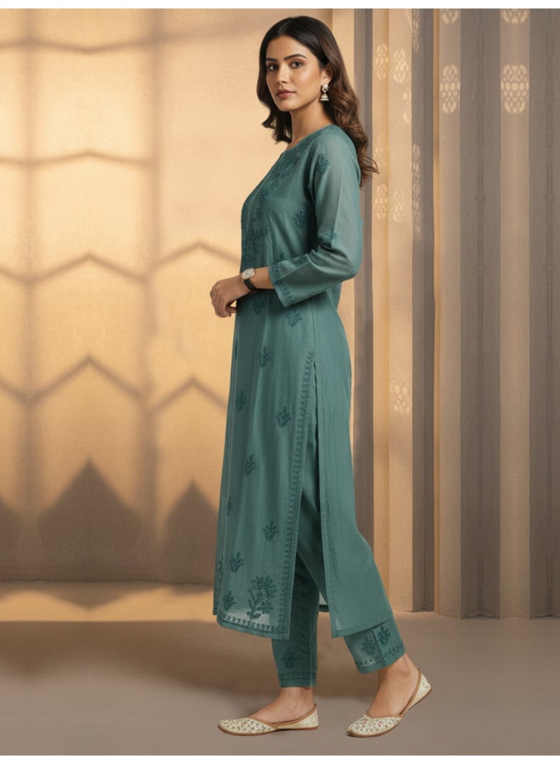 الايا طقم كورتا شانديري مطرز يدويًا للنساء - Image 3